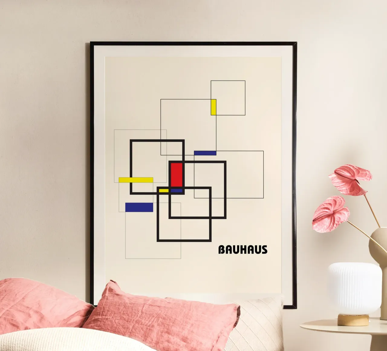 Bauhaus Line Art - Geometria astratta moderna poster con telaio in alluminio da Casa Calm