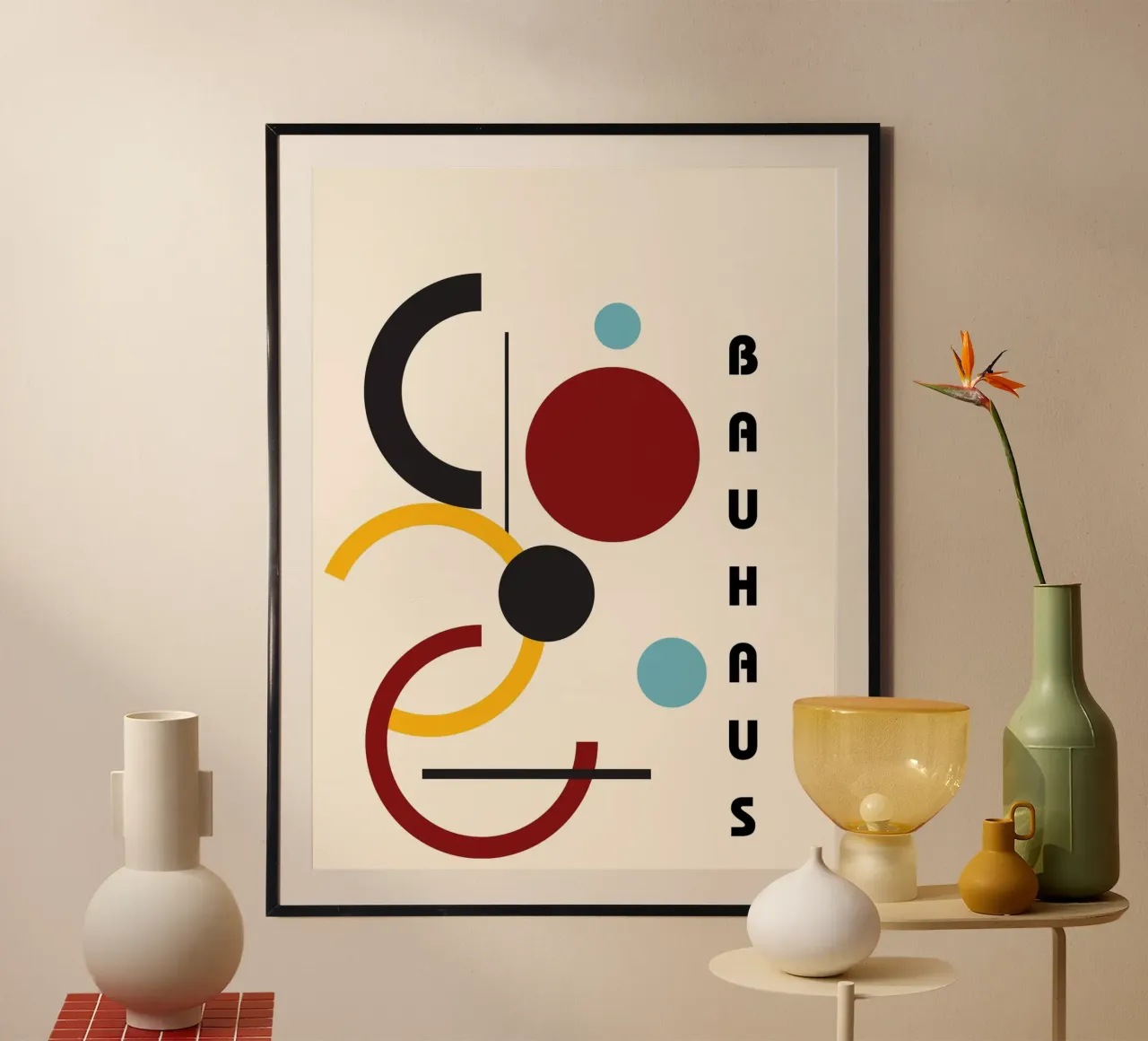 Poster grafico Bauhaus - Arte geometrica moderna poster con telaio in plastica da Casa Calm