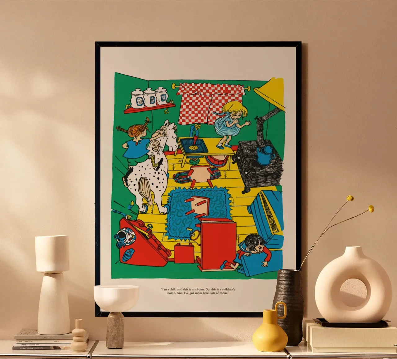 Casa Pippi poster con telaio in legno da Earl Beeman
