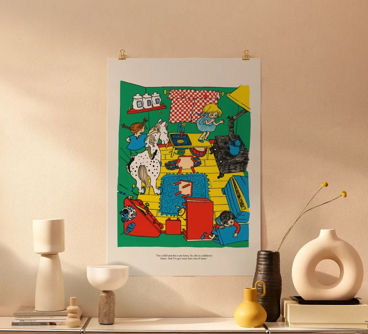 Casa Pippi poster con telaio in legno da Earl Beeman