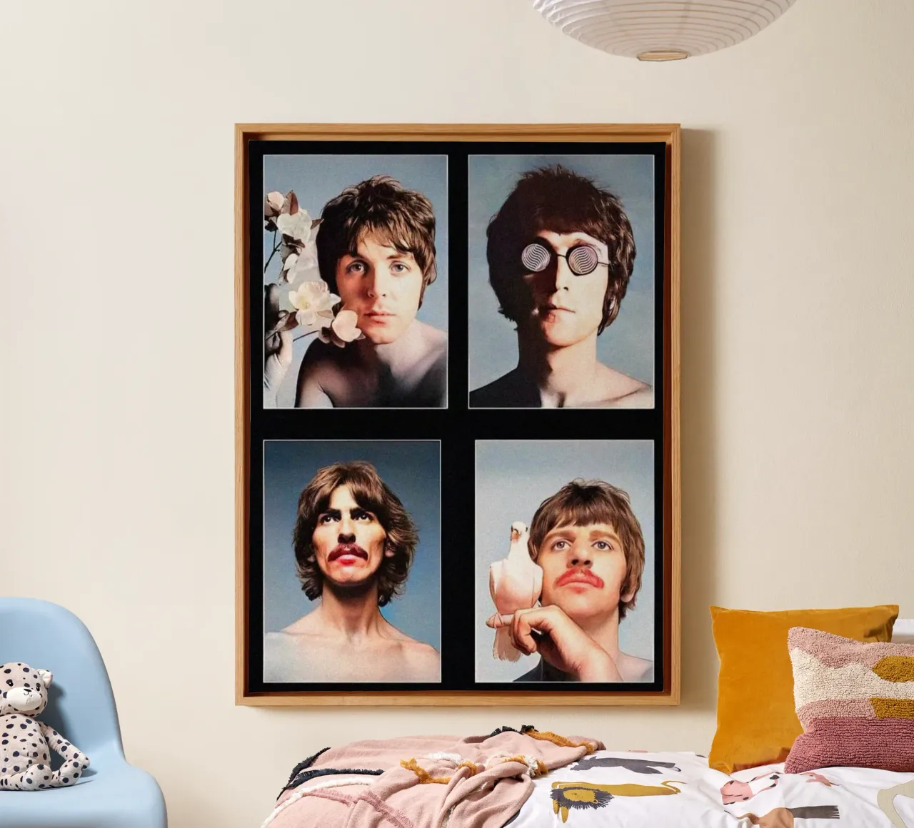 Conozca a los Beatles en directo lienzo con Marco flotante de nabcu