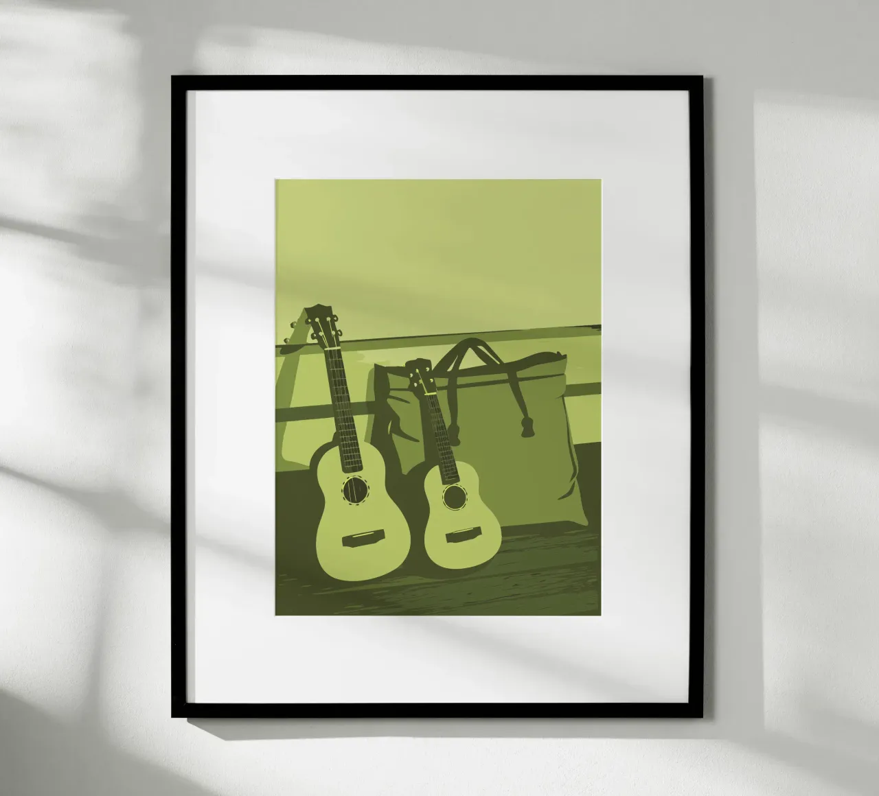 Due chitarre poster con telaio in legno da MUSIC EDITION