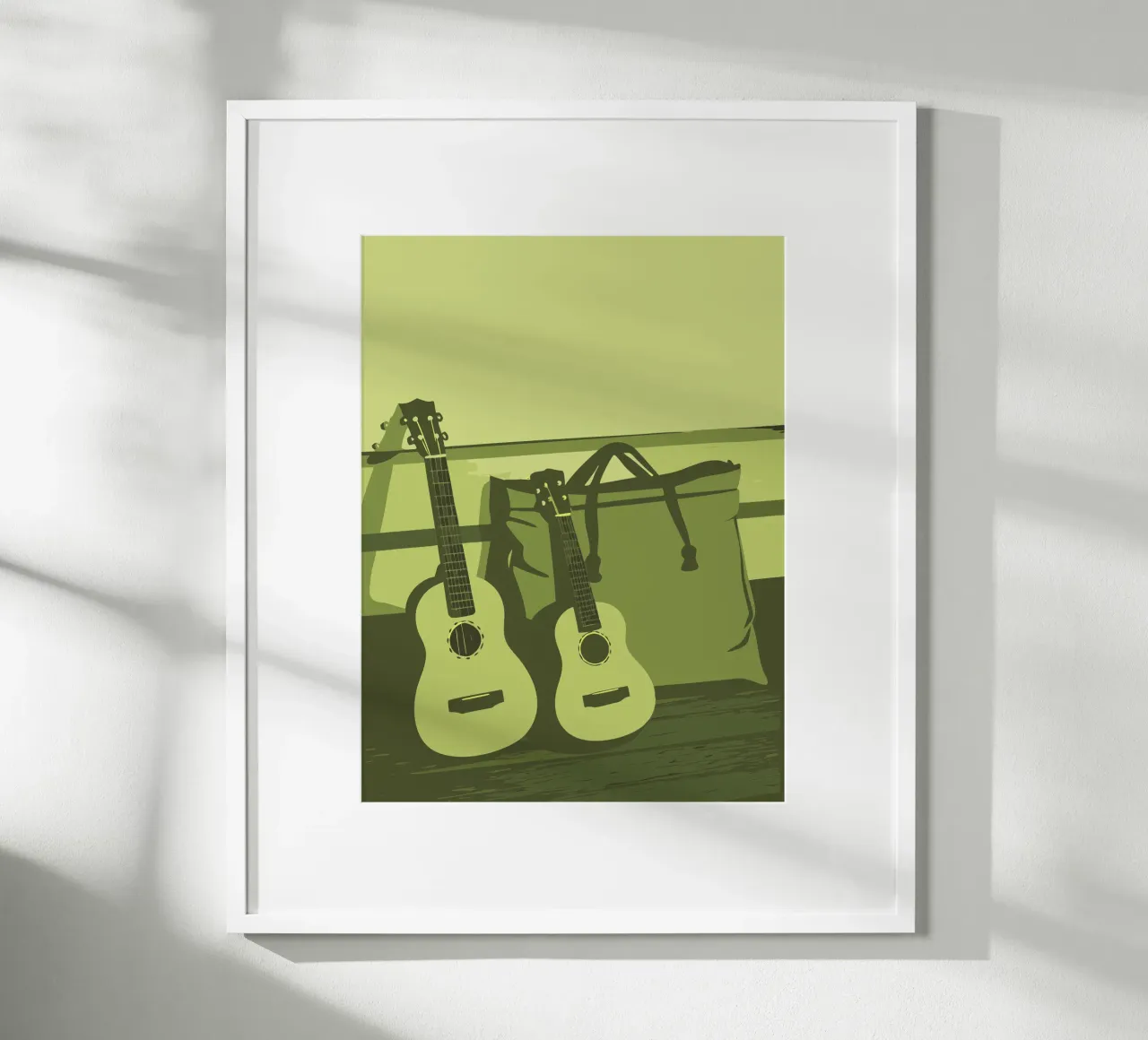 Due chitarre poster con telaio in legno da MUSIC EDITION