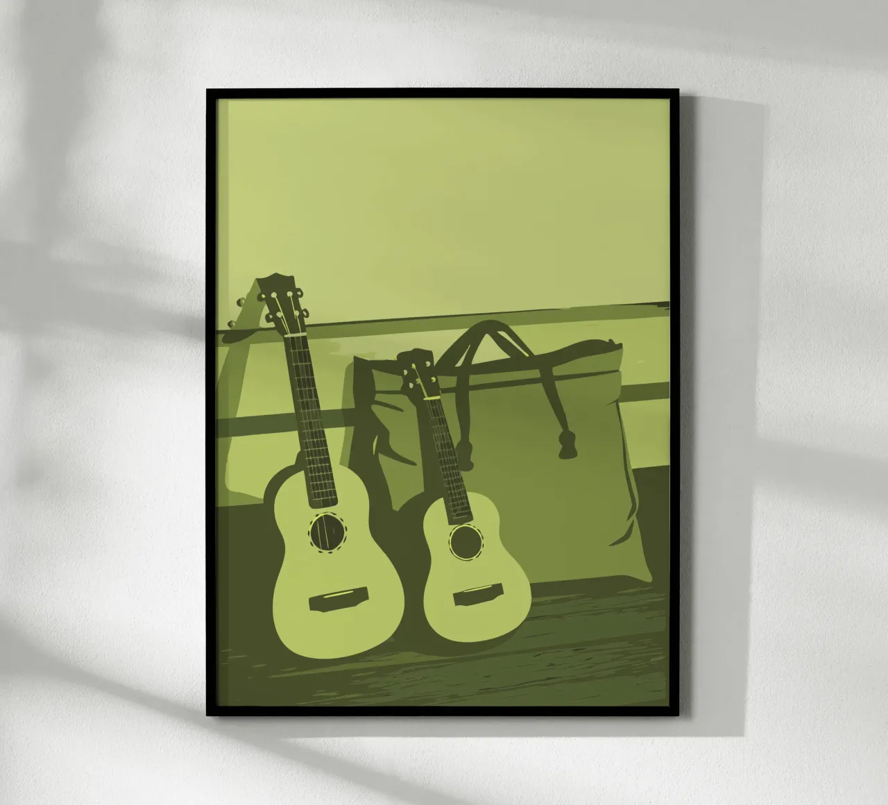 Due chitarre poster con telaio in legno da MUSIC EDITION