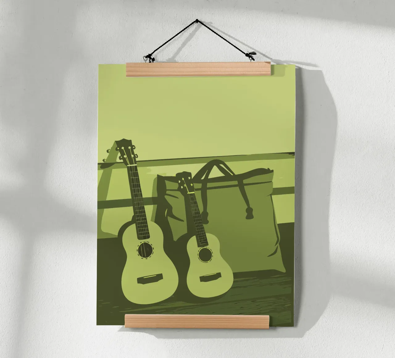 Due chitarre poster con telaio in legno da MUSIC EDITION
