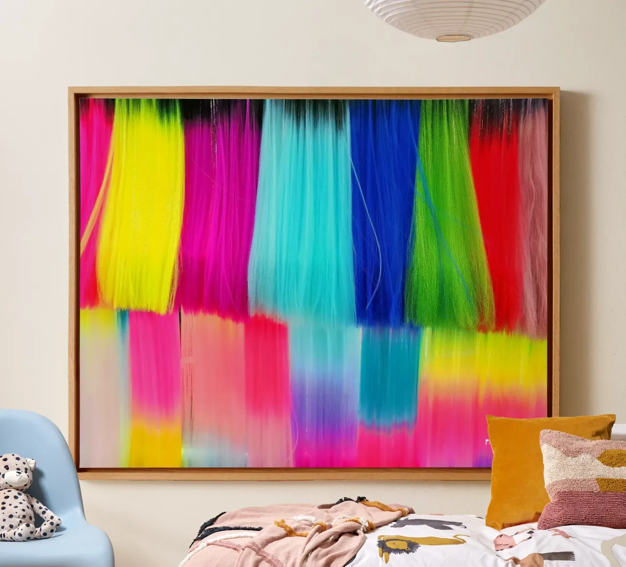 frei:farben (Bunte Haarsträhnen) Leinwand mit Schattenfugenrahmen von Frida + frei