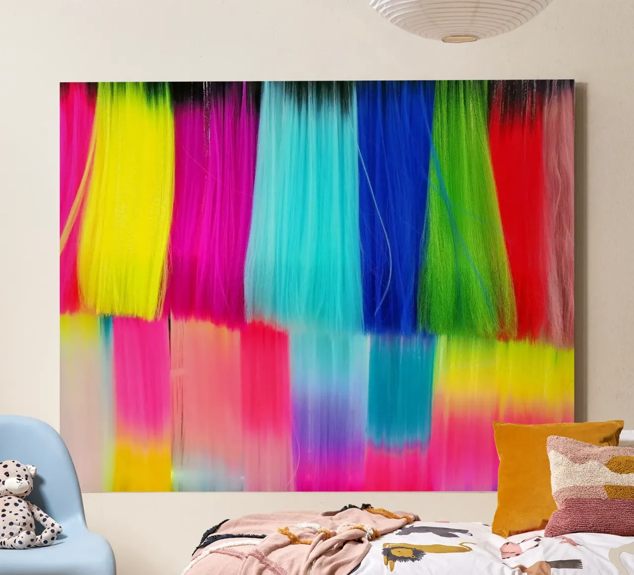 frei:farben (Bunte Haarsträhnen) Leinwand mit Schattenfugenrahmen von Frida + frei