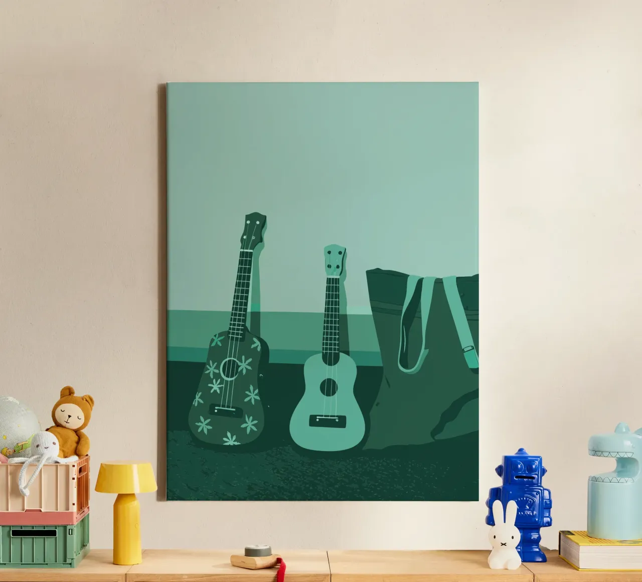 Twee gitaren canvas met Baklijst van MUSIC EDITION