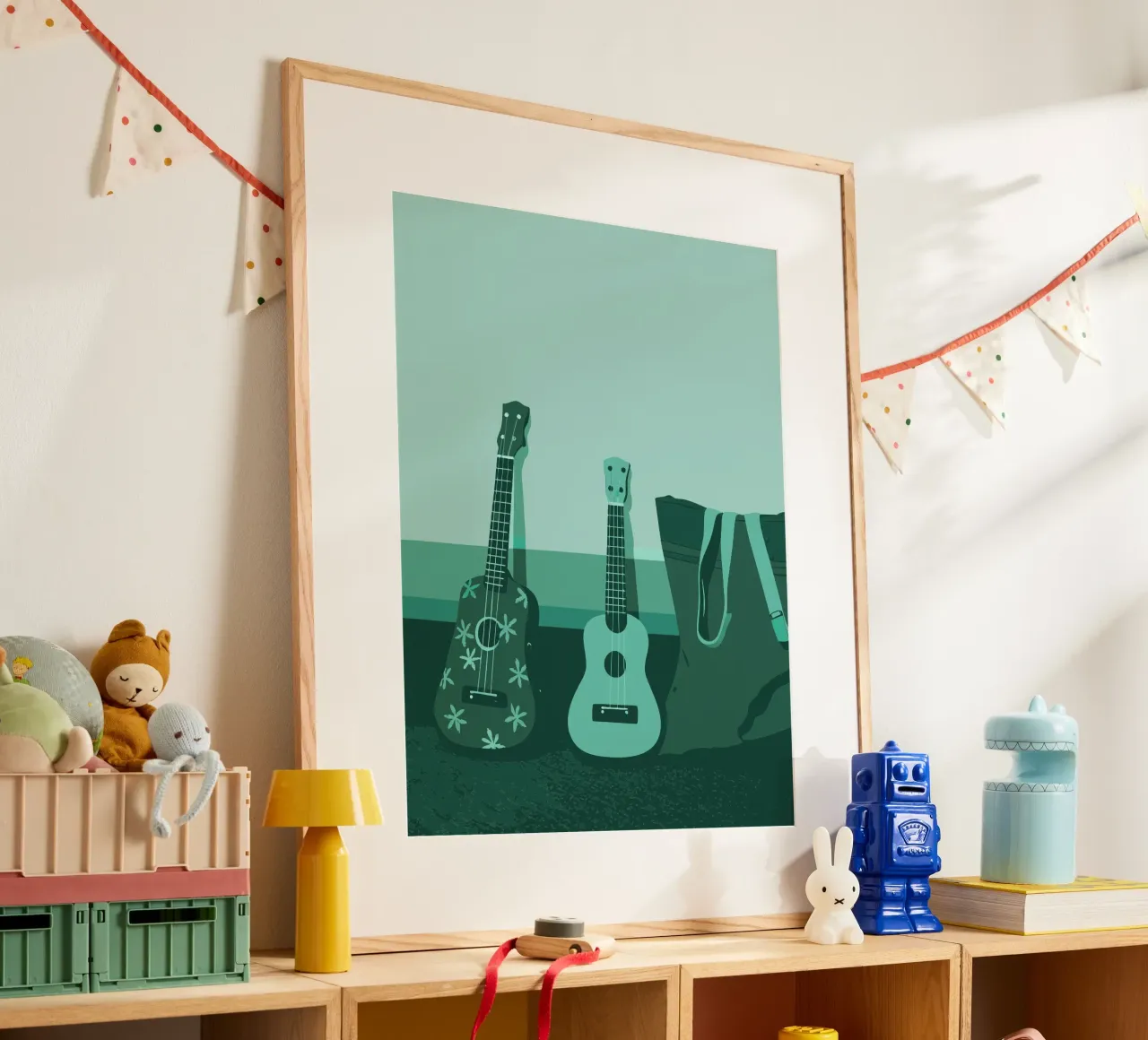 Due chitarre poster con telaio in plastica da MUSIC EDITION