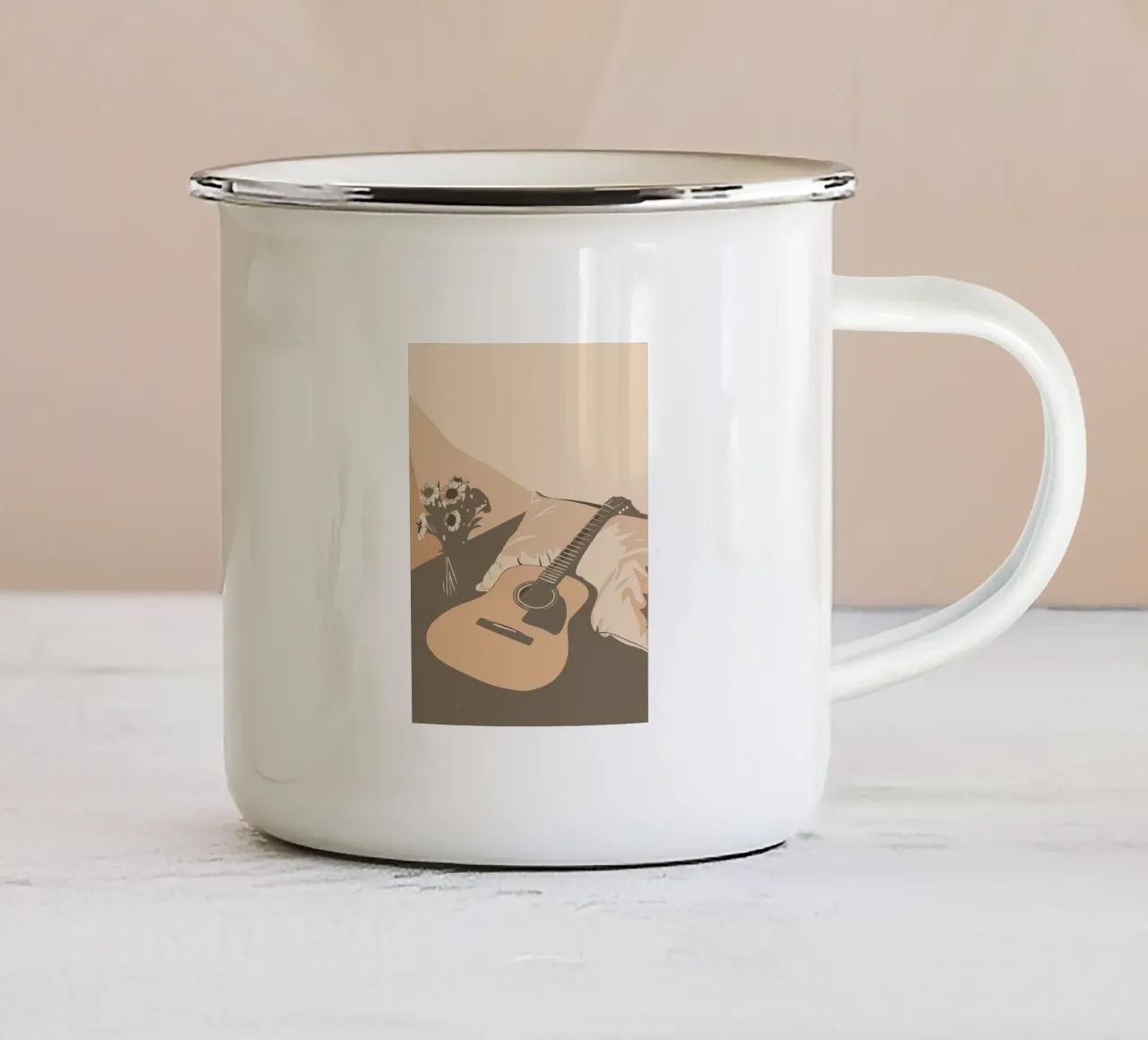 Chitarra sul letto tazza in smalto da MUSIC EDITION