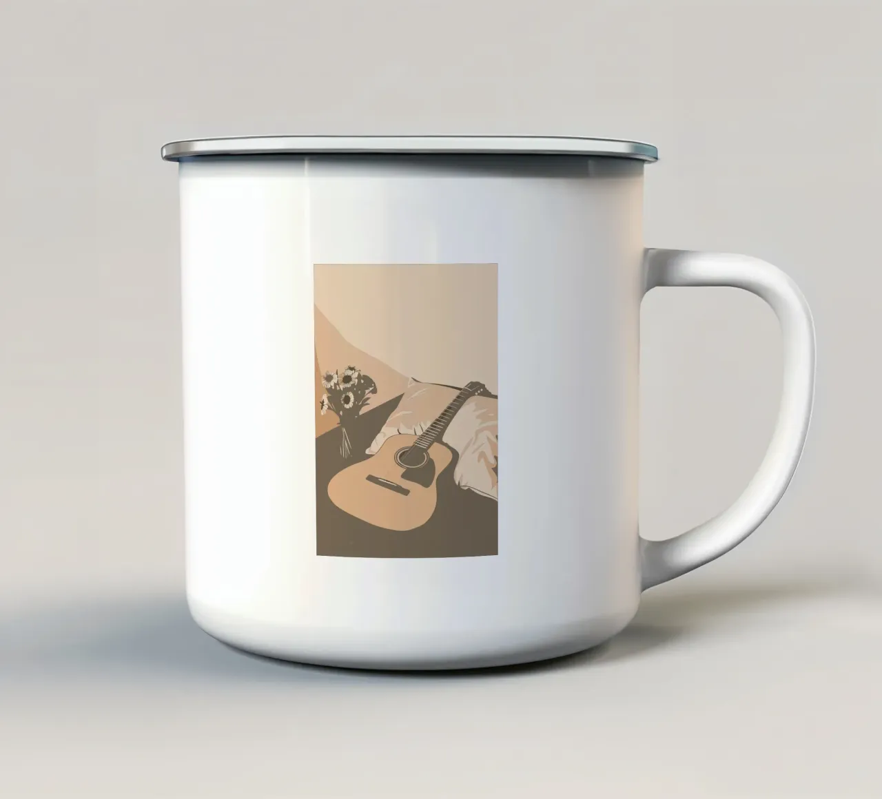 Chitarra sul letto tazza in smalto da MUSIC EDITION