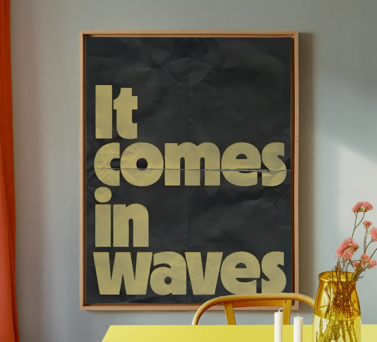 it comes in waves tela con Cornice a cassetta da Type & Tape