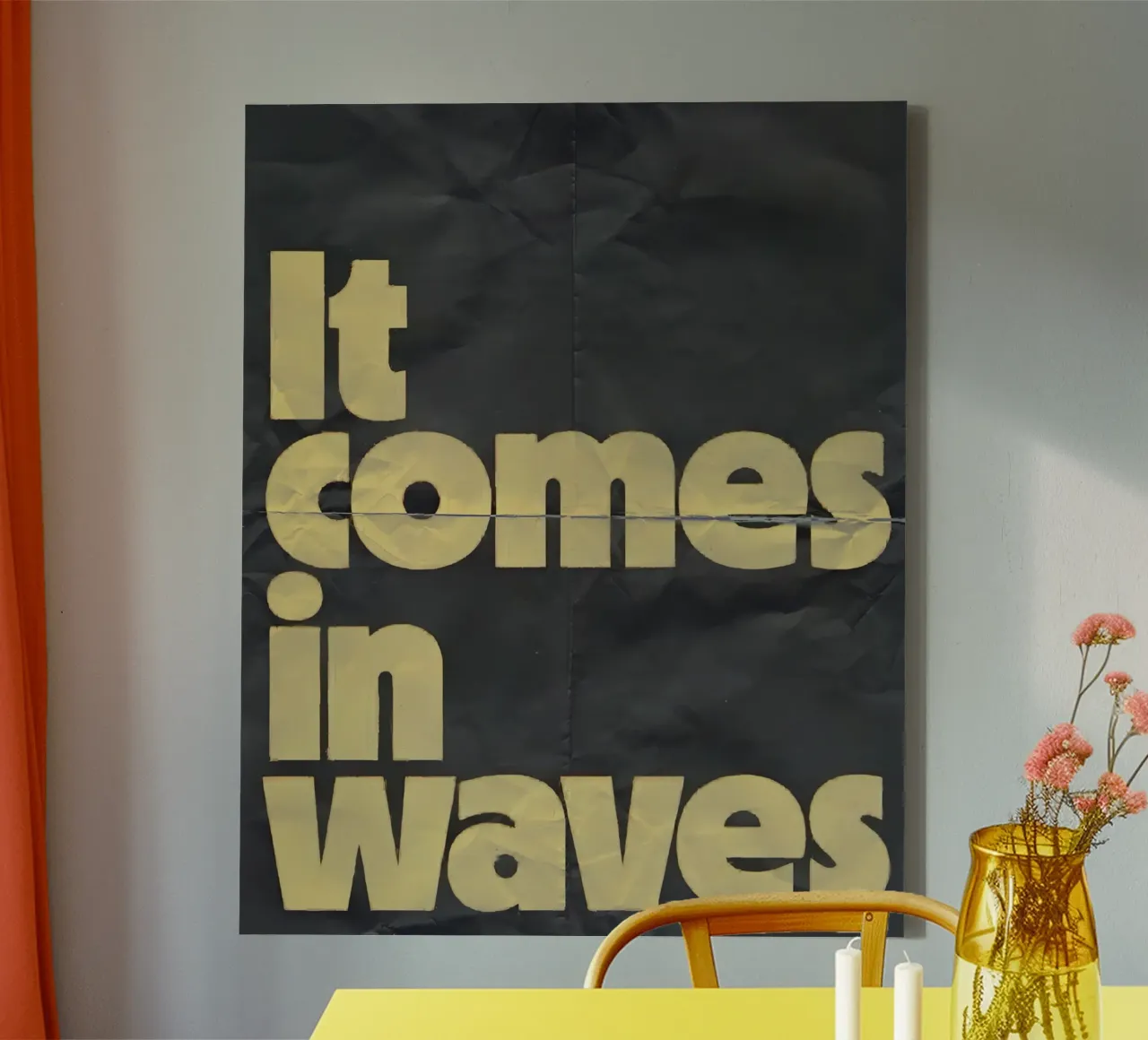 it comes in waves tela con Cornice a cassetta da Type & Tape