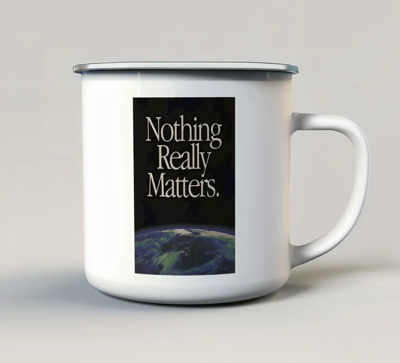 'Nothing Really Matters' tazza in smalto da Type & Tape