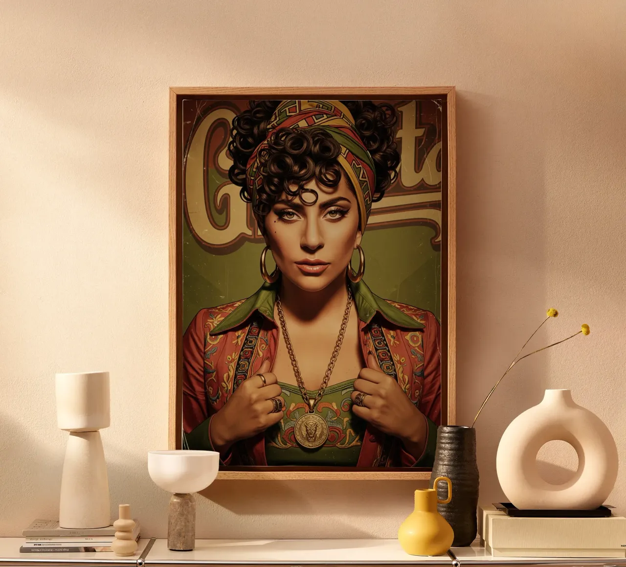 Lady Gaga - vintage #1 tela con Cornice a cassetta da Lembayung art