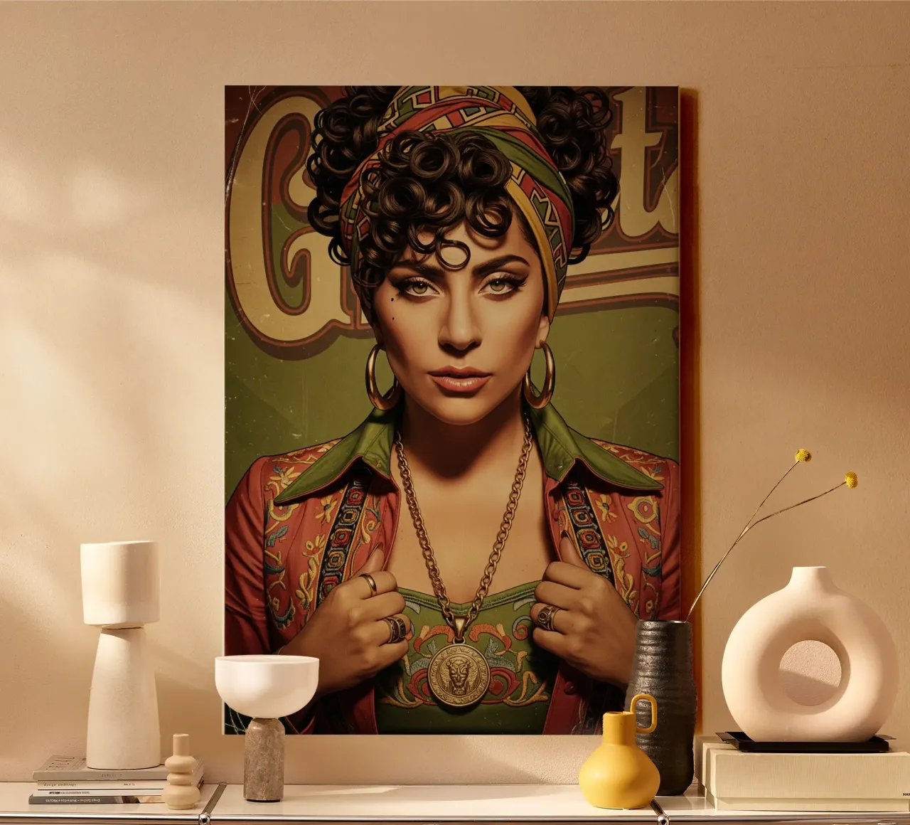 Lady Gaga - vintage #1 tela con Cornice a cassetta da Lembayung art