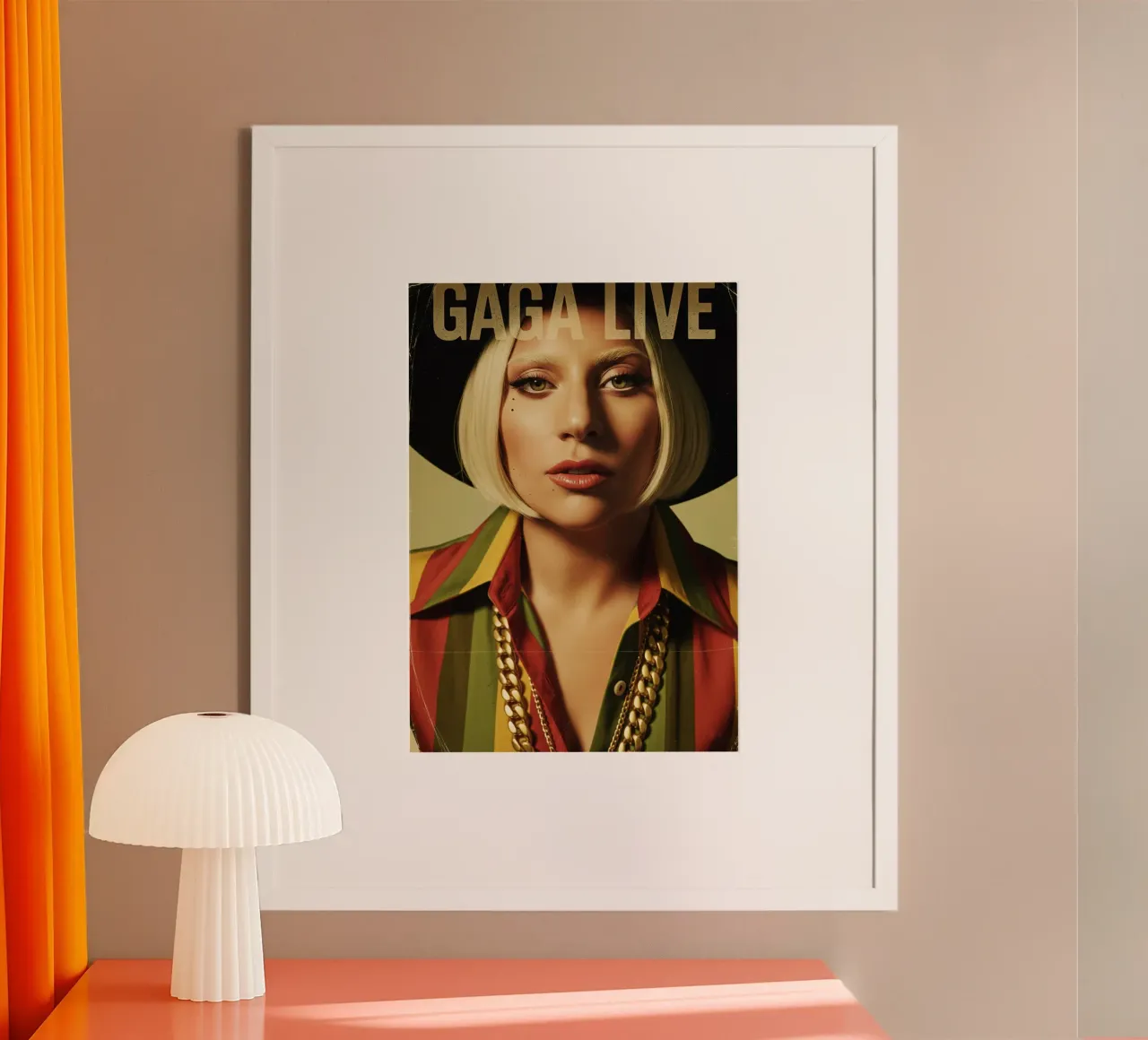 Lady Gaga - Vintage #2 poster con telaio in legno da Lembayung art