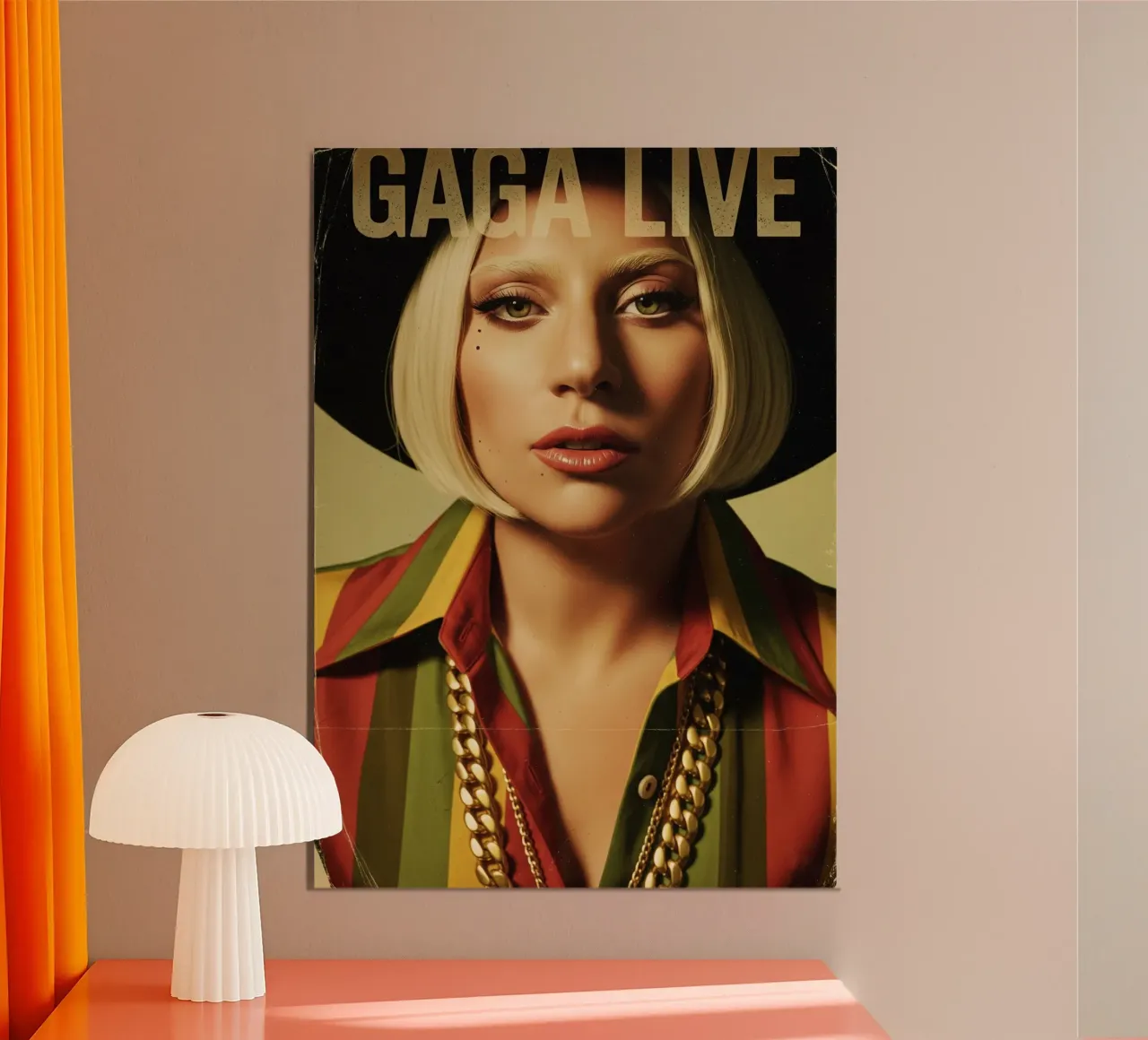 Lady Gaga - Vintage #2 poster con telaio in legno da Lembayung art