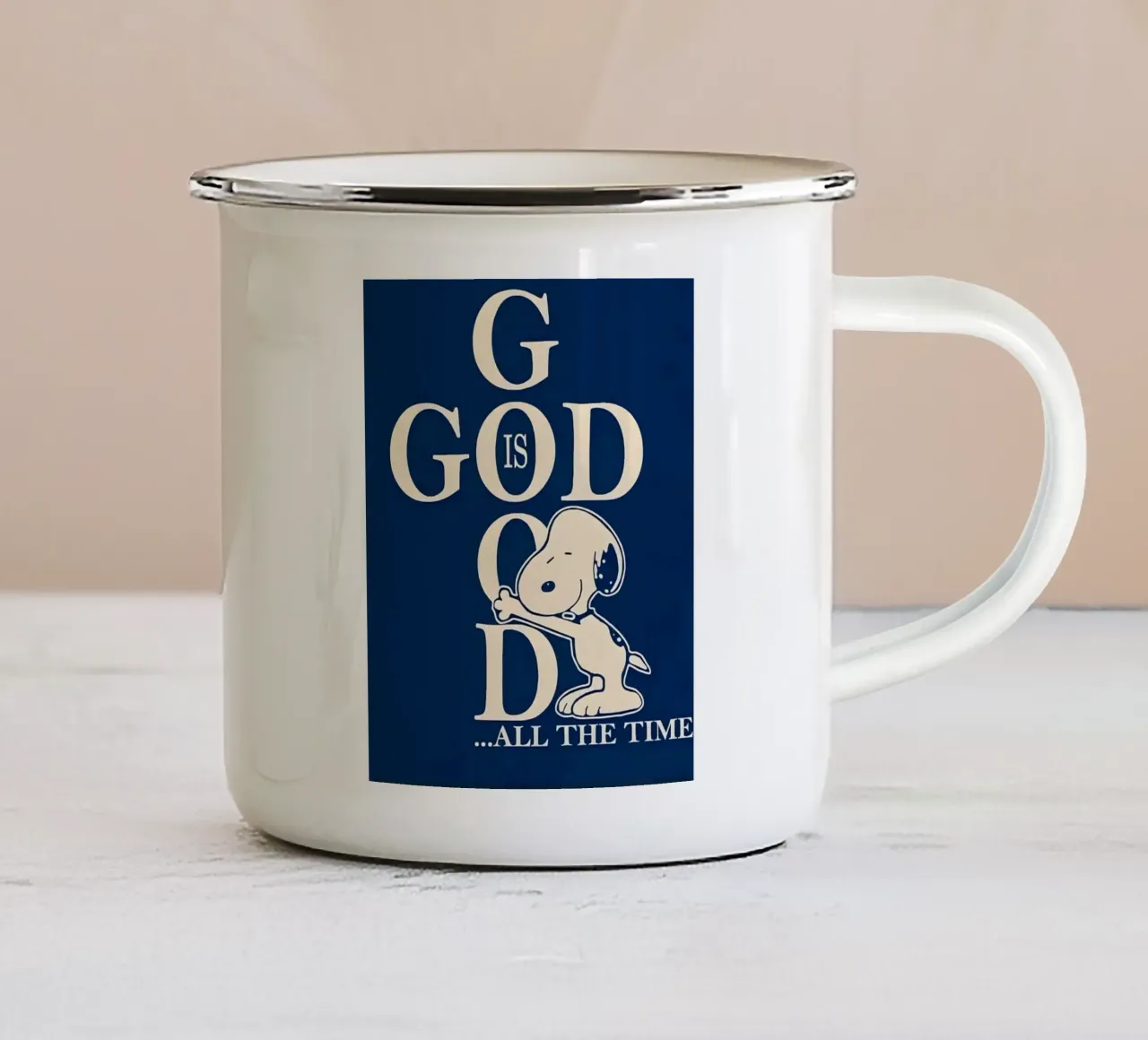 'GỌD GOOD..ALL THE TIME' tazza in smalto da Type & Tape