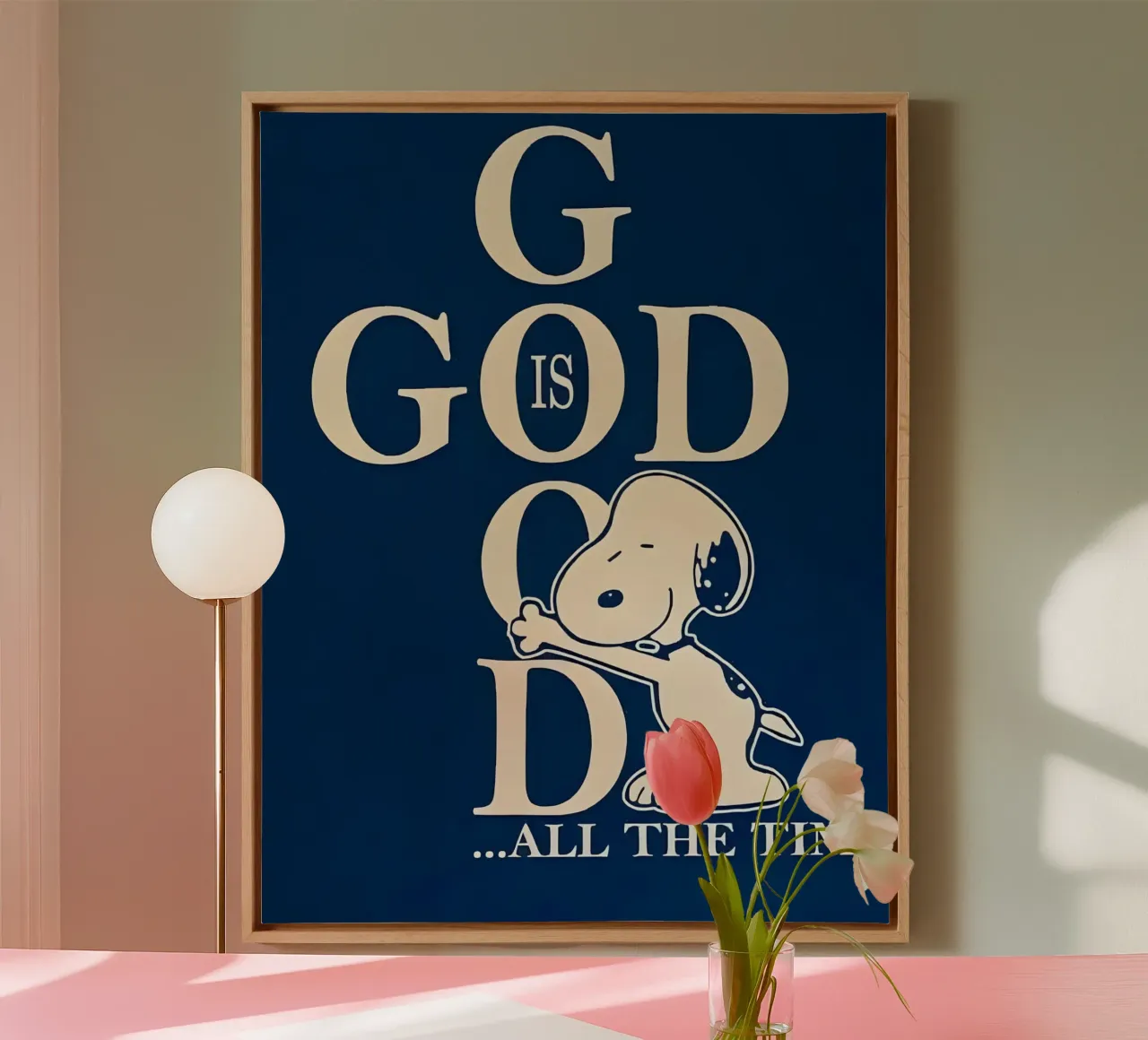 'GỌD GOOD..ALL THE TIME' tela con Cornice a cassetta da Type & Tape