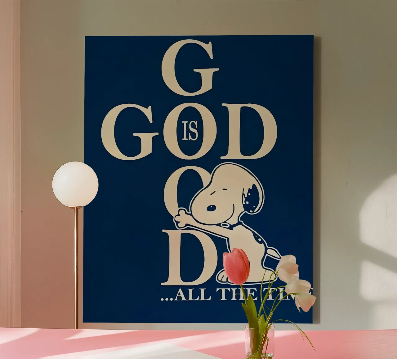 'GỌD GOOD..ALL THE TIME' tela con Cornice a cassetta da Type & Tape