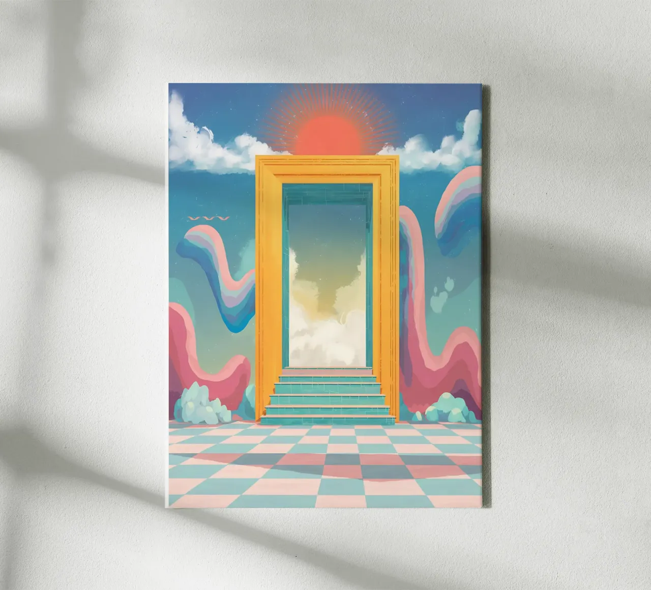 Portal onírico a otra parte lienzo con Marco flotante de Plain Thoughts