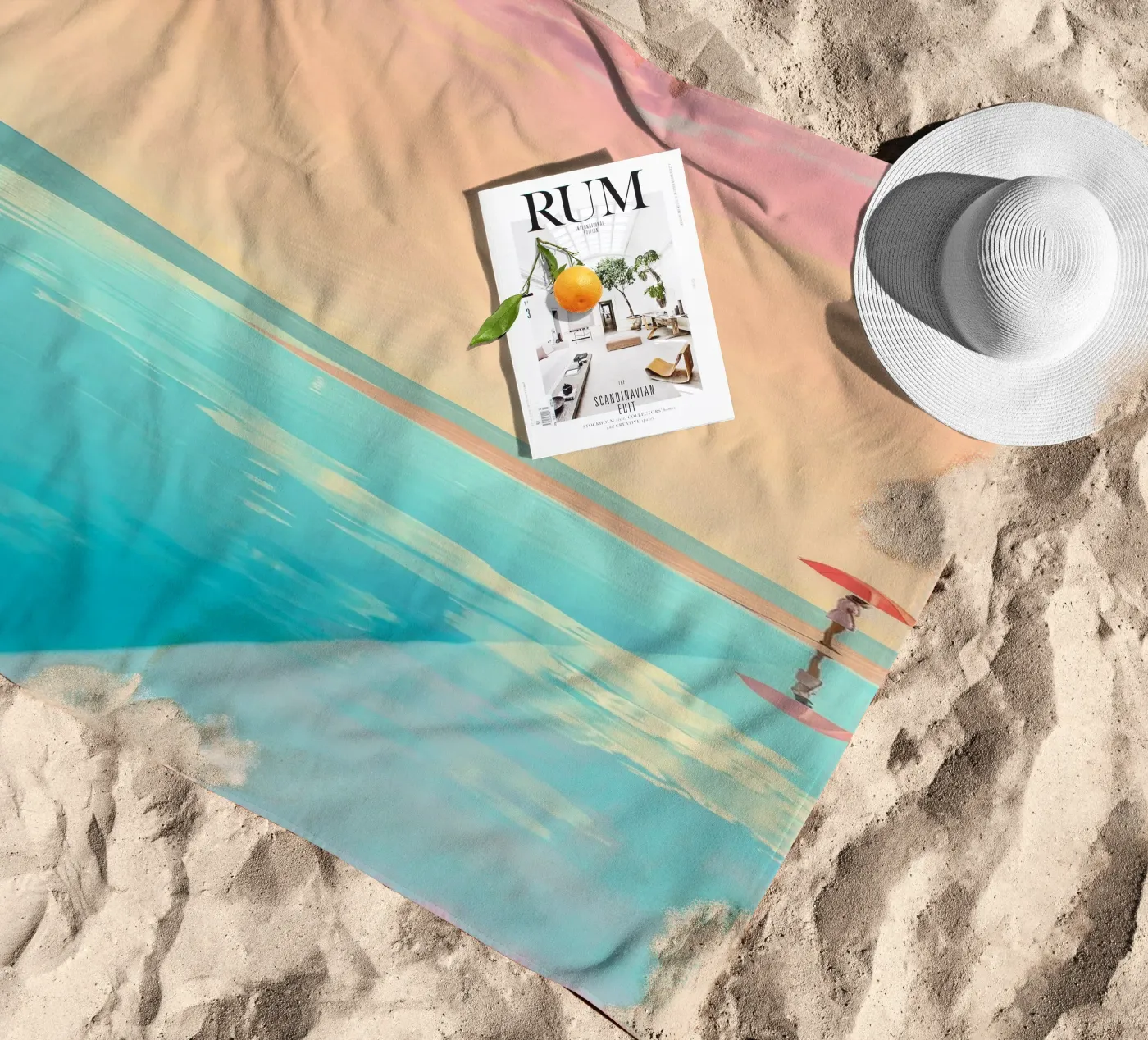 Poolside Peace beach towel by Tinyverse Studio