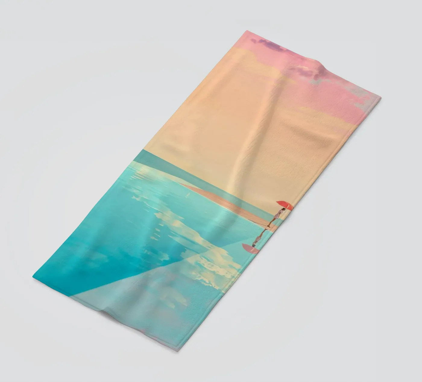 Poolside Peace beach towel by Tinyverse Studio