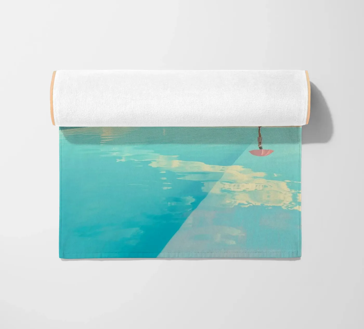 Poolside Peace beach towel by Tinyverse Studio
