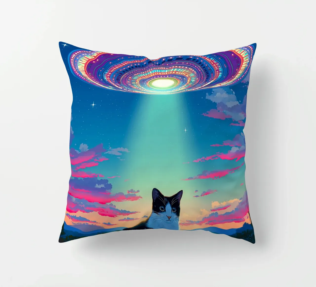 Gatto e astronave UFO cuscino da Stellar Creative