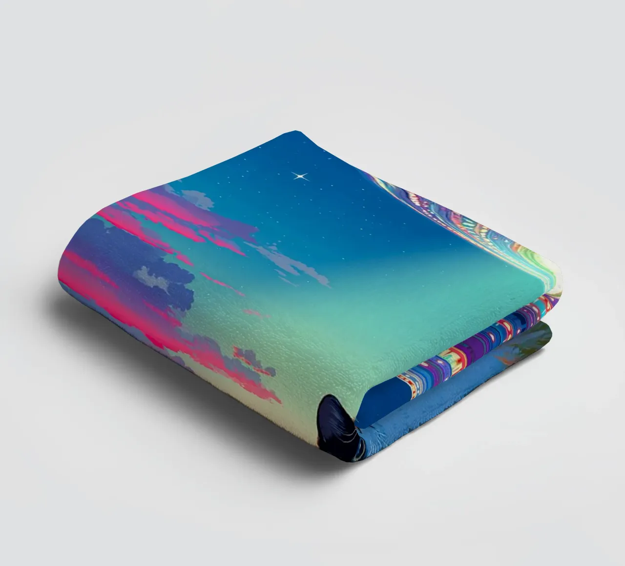 Chat et ovni spatial serviette de bain de Stellar Creative