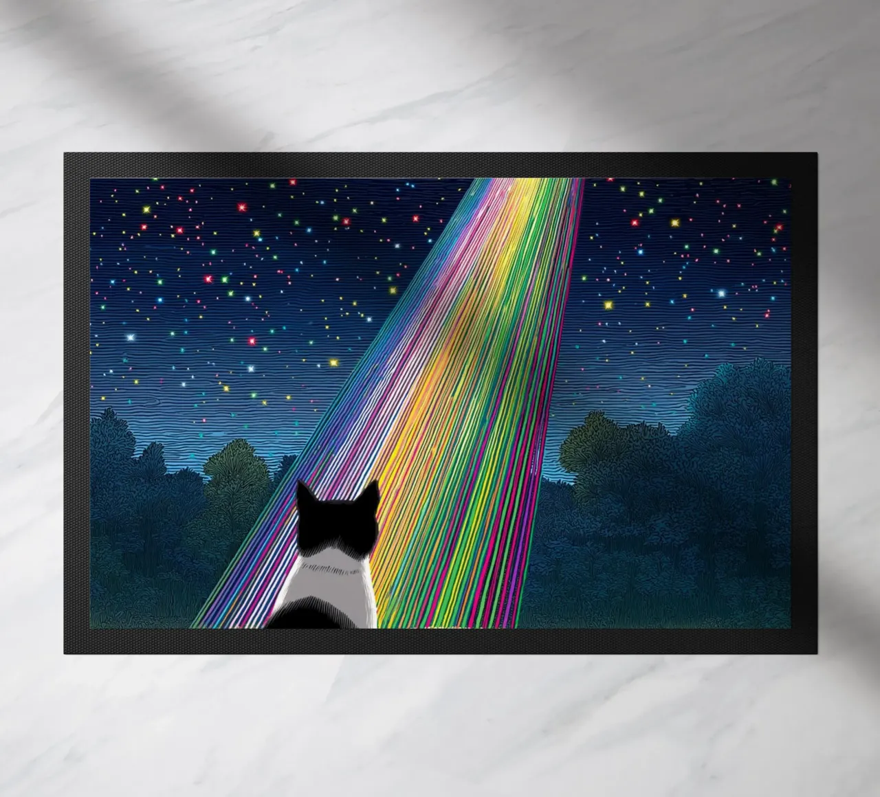 Cat and UFO doormat by Stellar Creative