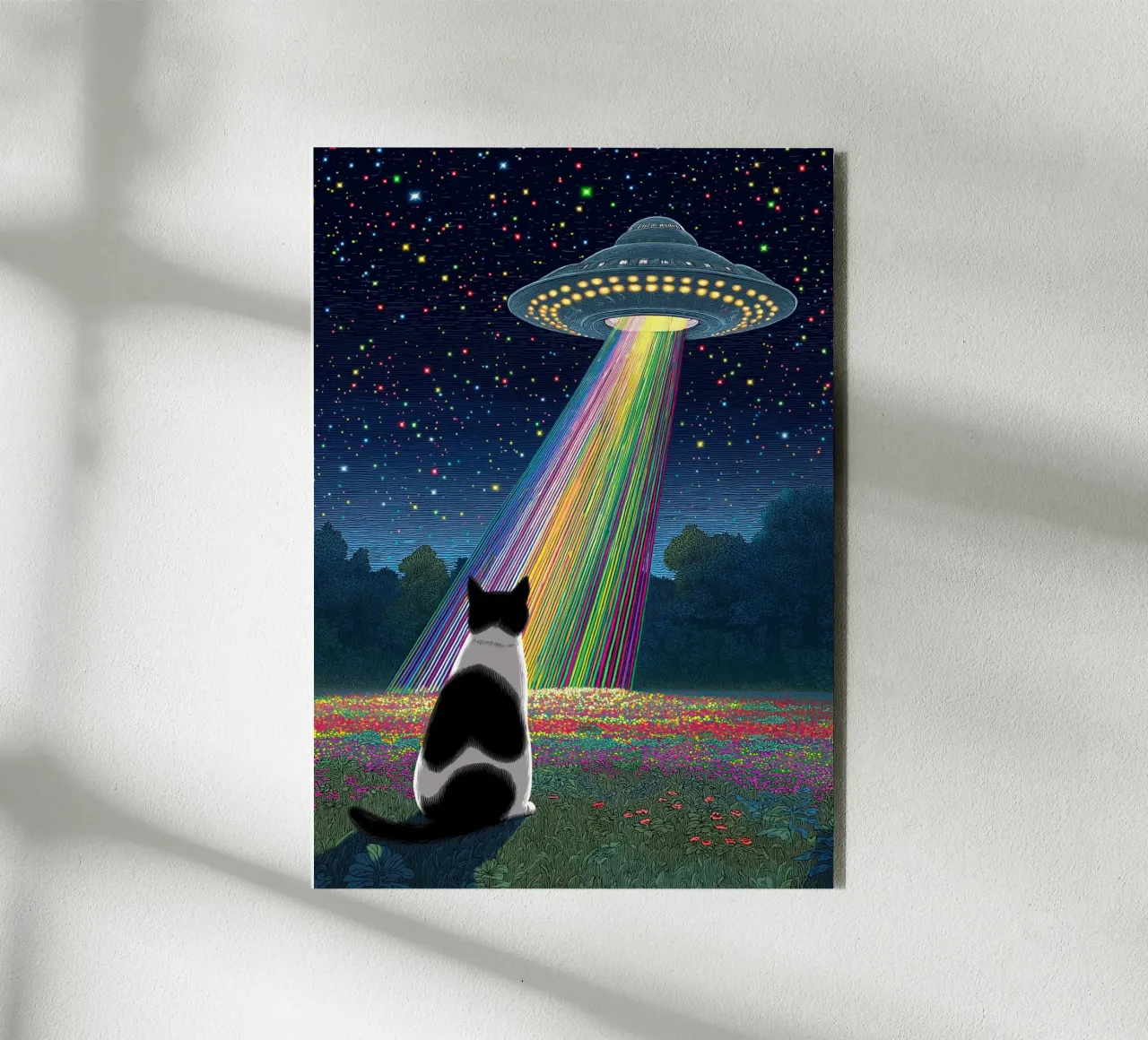 Cat and UFO alu-dibond by Stellar Creative
