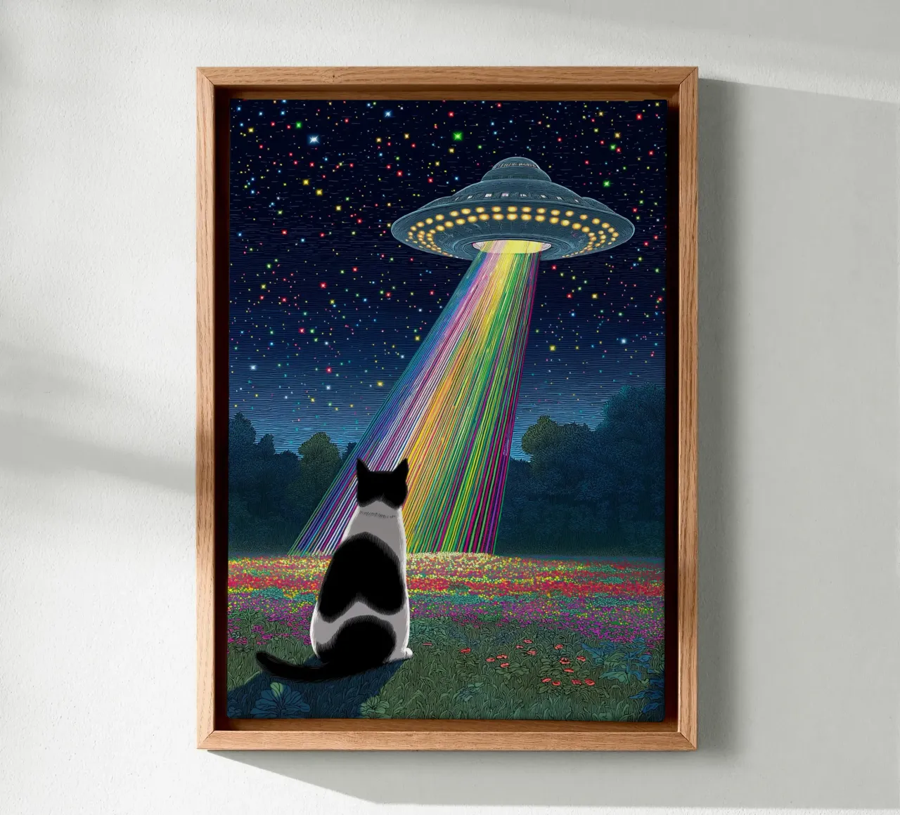 Gatto e UFO tela con Cornice a cassetta da Stellar Creative
