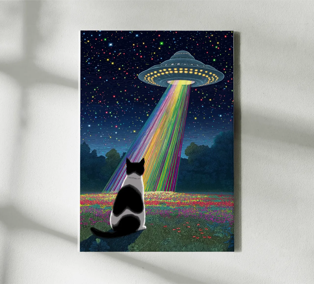 Gatto e UFO tela con Cornice a cassetta da Stellar Creative
