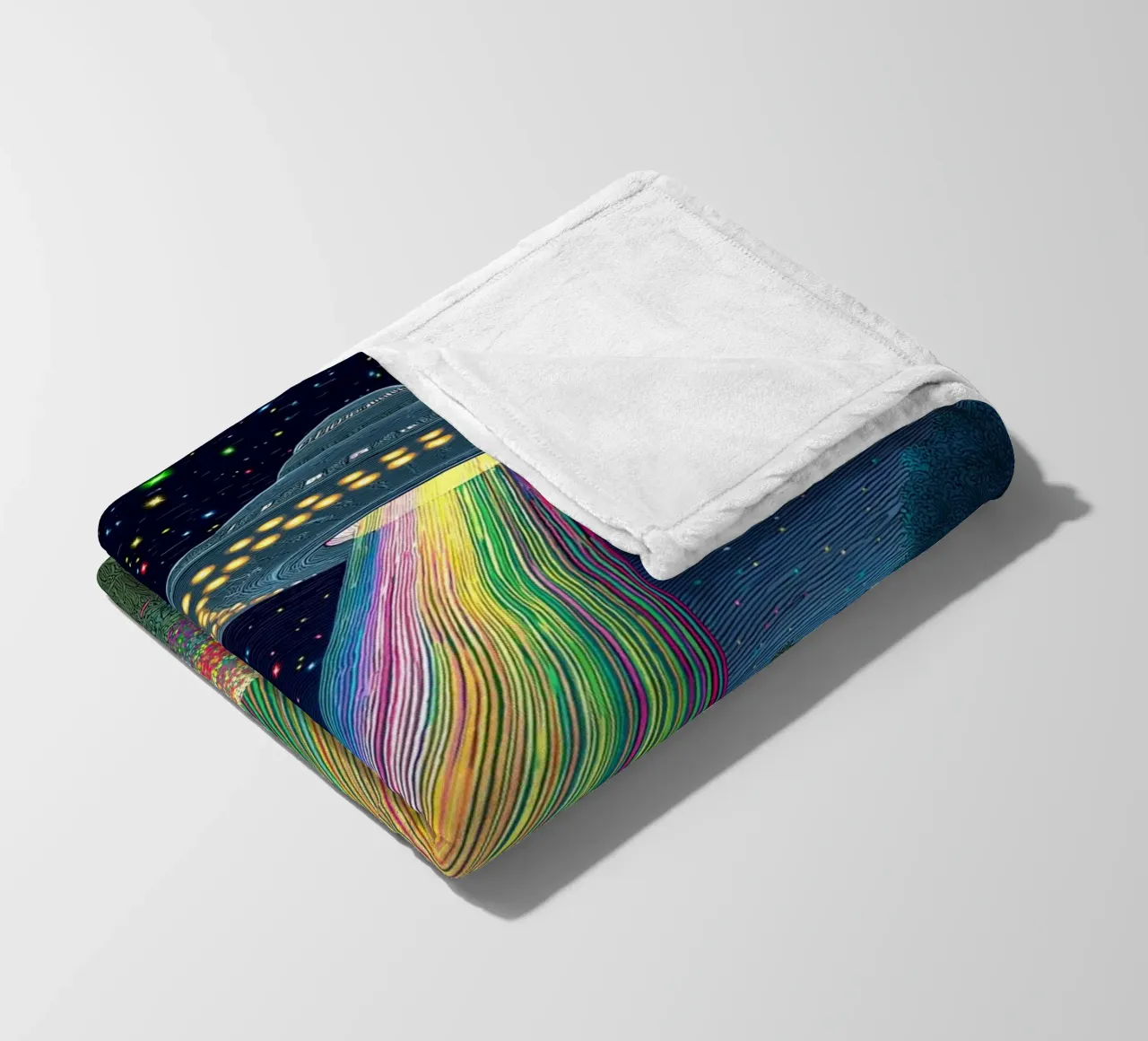 Cat and UFO fleece blanket by Stellar Creative