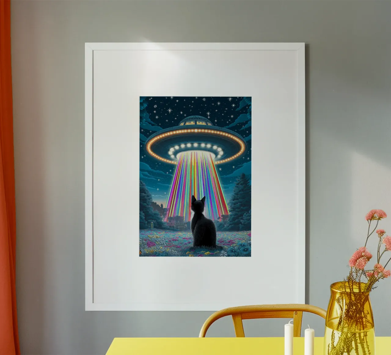 Gatto nero e UFO poster da Stellar Creative