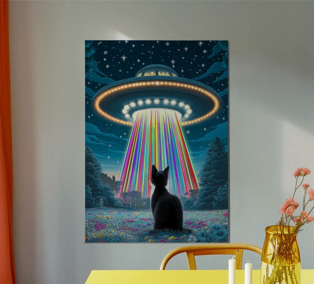 Gatto nero e UFO poster da Stellar Creative