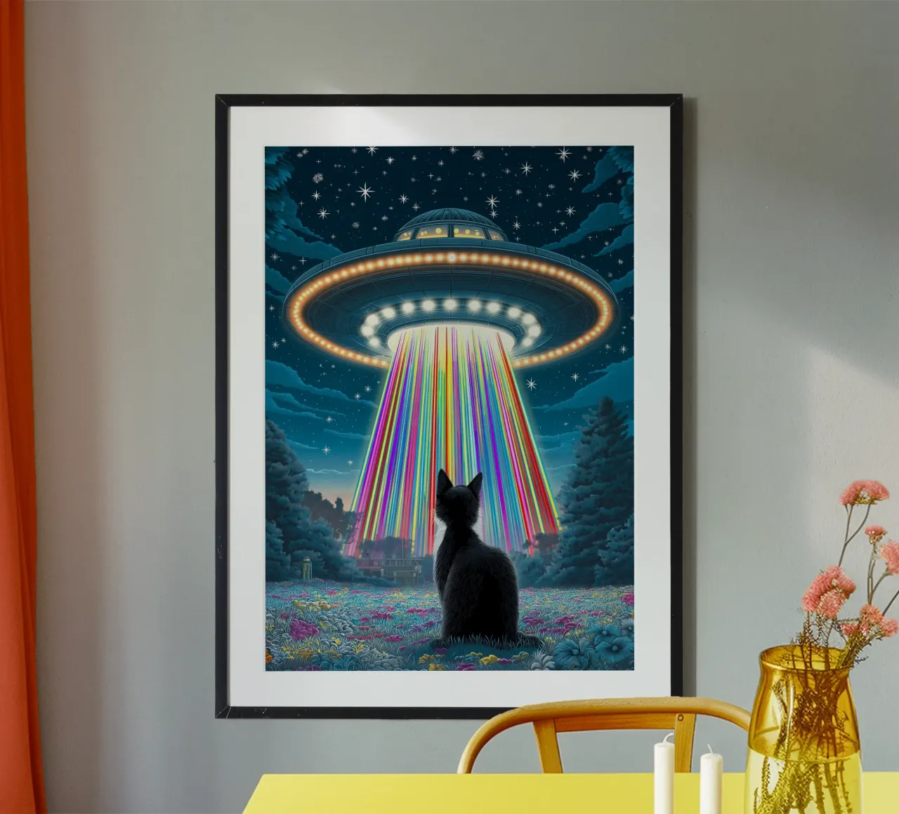 Gatto nero e UFO poster da Stellar Creative