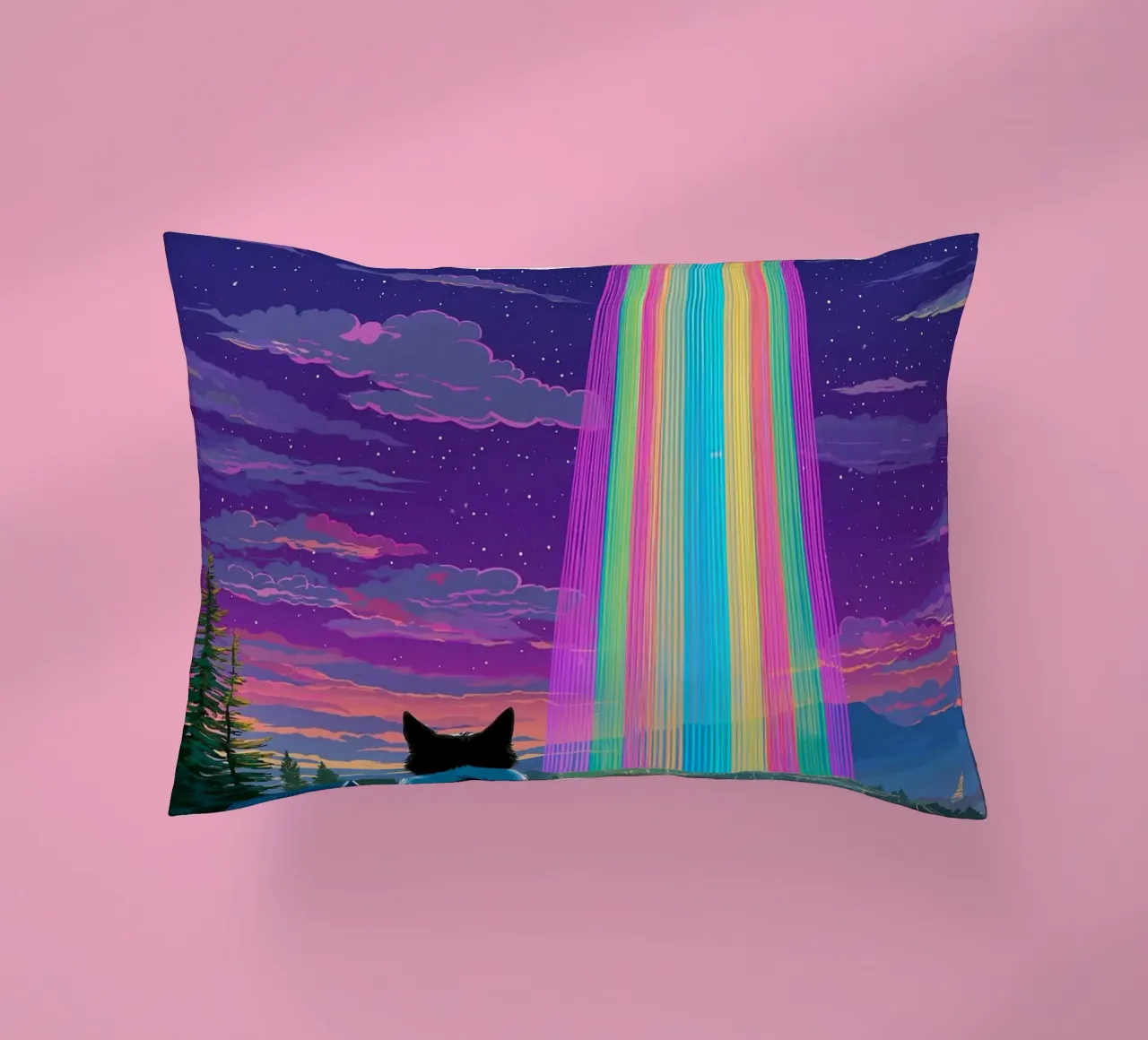 Gatto e raggio UFO cuscino da Stellar Creative