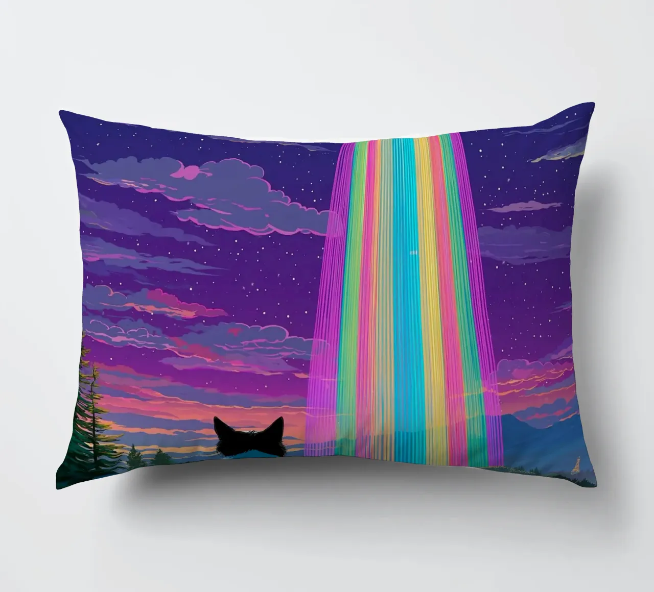 Gatto e raggio UFO cuscino da Stellar Creative