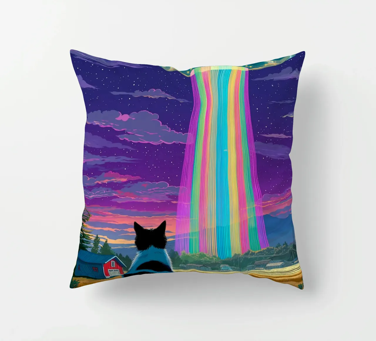 Gatto e raggio UFO cuscino da Stellar Creative