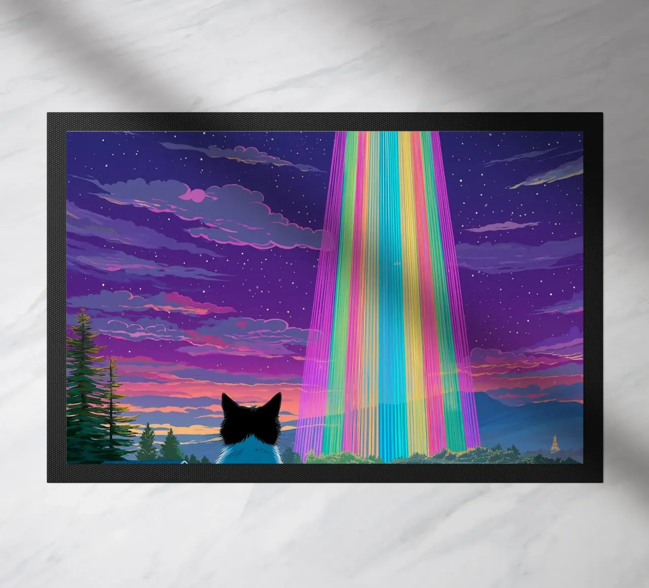 Gatto e raggio UFO zerbino da Stellar Creative