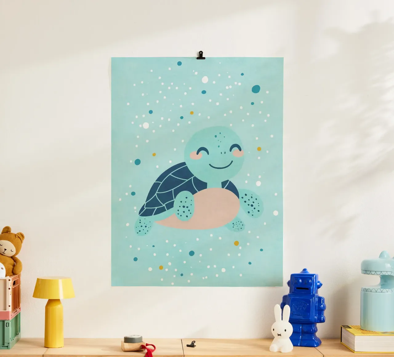 tortuga tortuga marina agua del océano poster con marco de plástico de Courtney Ohling