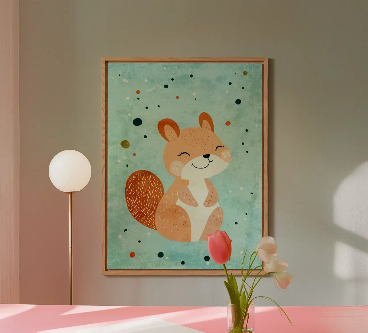 scoiattolo carino animale personaggio dei cartoni animati alluminio dibond da Courtney Ohling