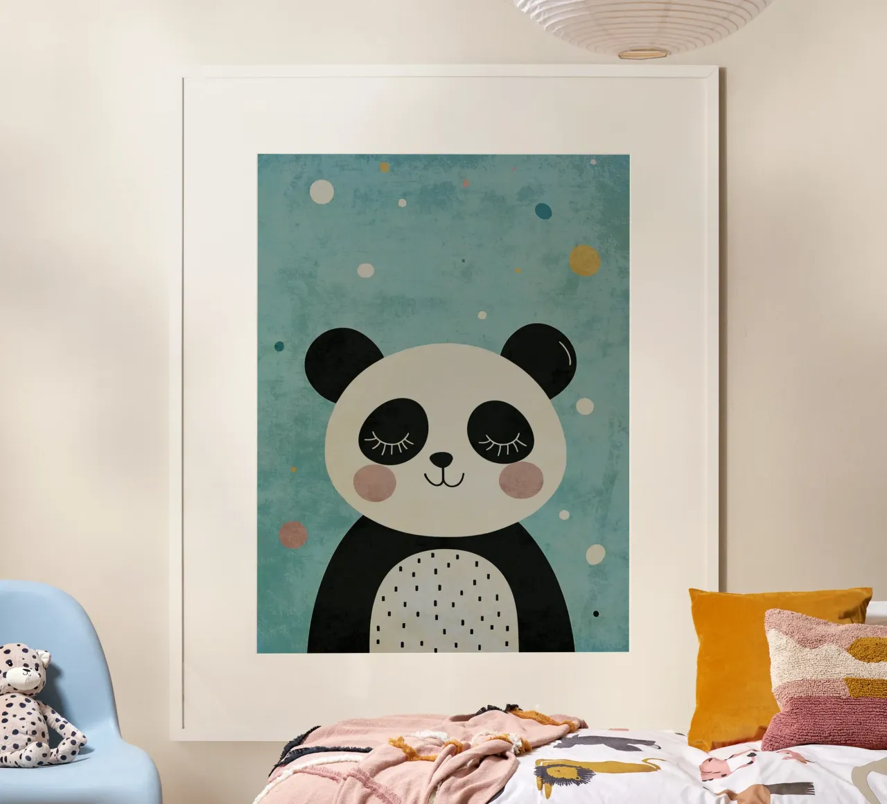 panda animale carino cartone animato poster con telaio in alluminio da Courtney Ohling