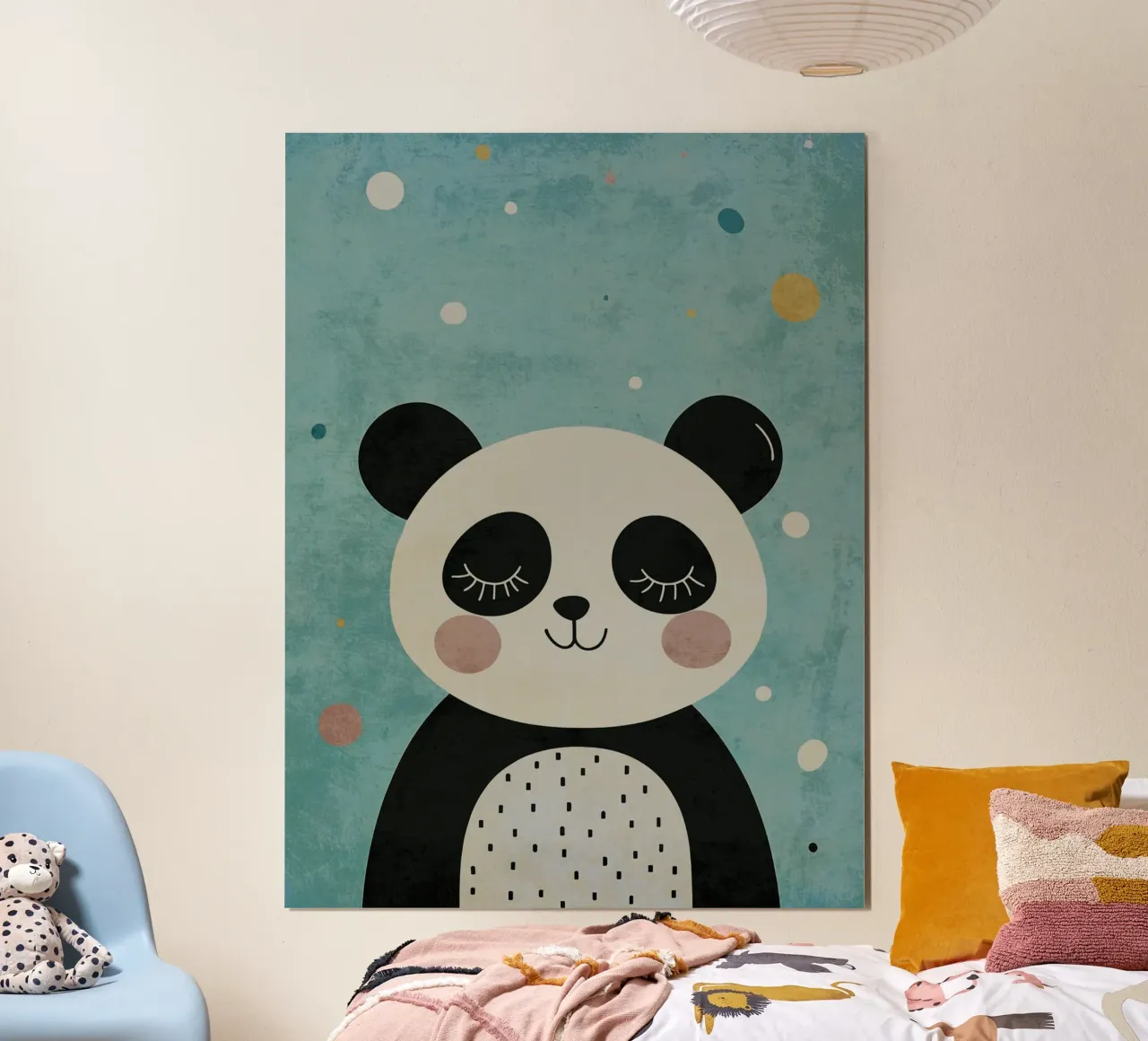 panda animale carino cartone animato poster con telaio in alluminio da Courtney Ohling