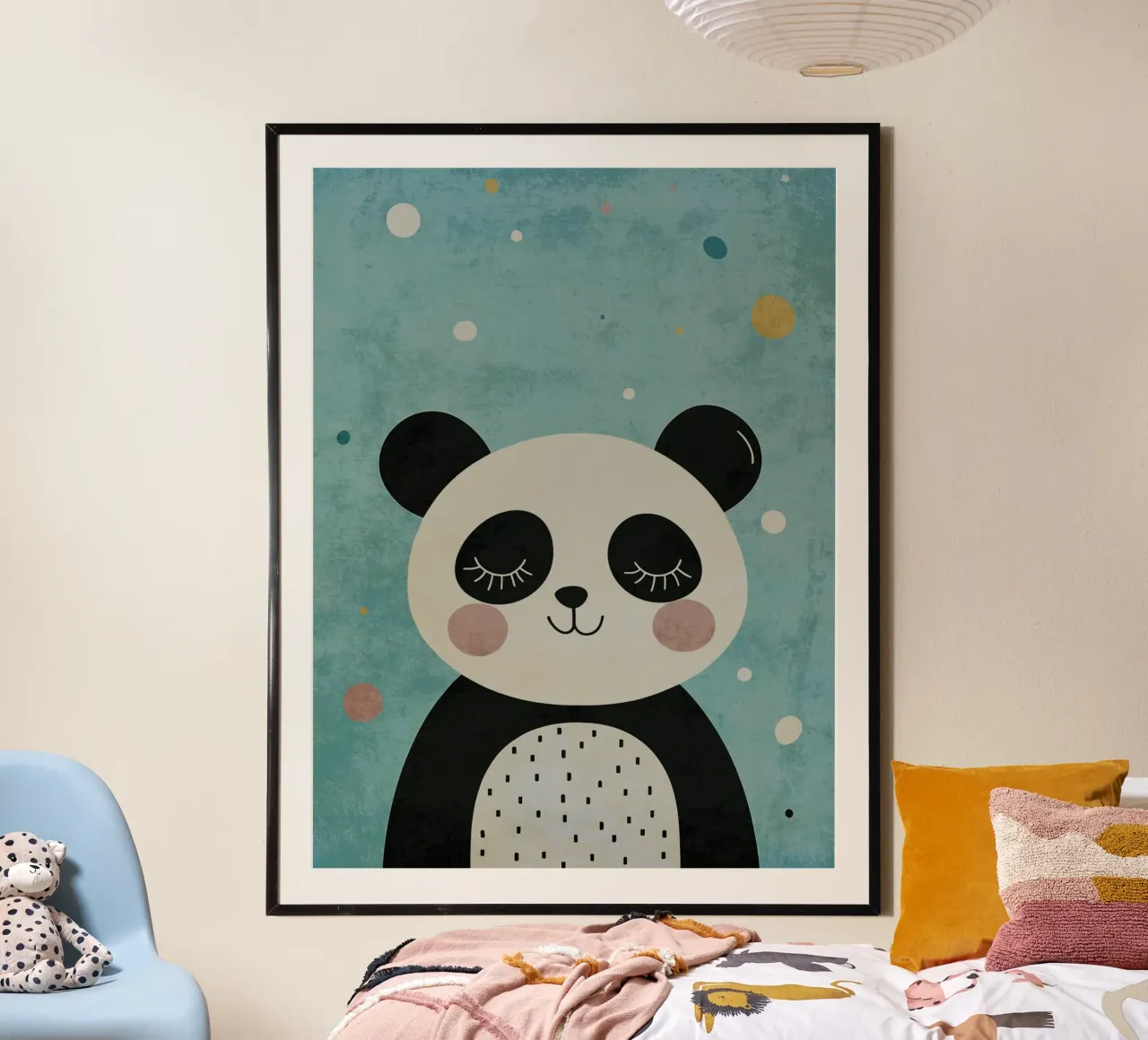 panda animale carino cartone animato poster con telaio in alluminio da Courtney Ohling