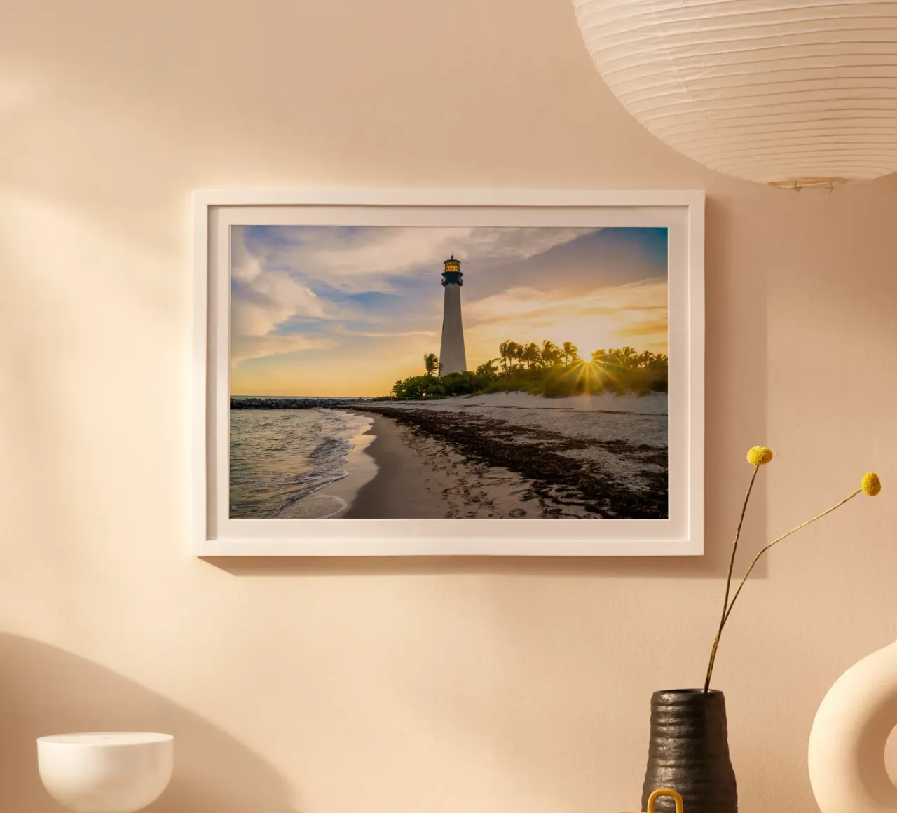 Faro di Cape Florida poster con telaio in plastica da anderm