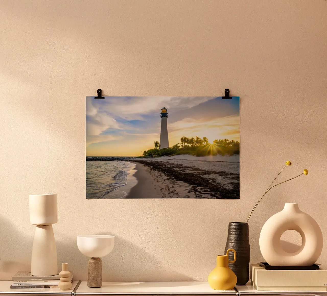 Faro di Cape Florida poster con telaio in plastica da anderm